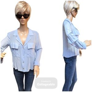 Zara Light Blue Button-Front Women's Blouse, NWOT, XS
